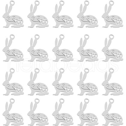 HOBBIESAY 20Pcs 201 Stainless Steel Bunny Pendants STAS-HY0001-02P-1