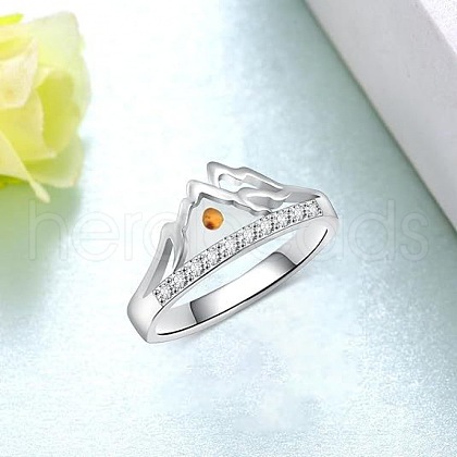 Mountain Zinc Alloy with Rhinestone Finger Rings for Women FS-WG7805C-02-1