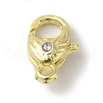 Brass Micro Pave Clear Cubic Zirconia Lobster Claw Clasps KK-K371-11B-G-1