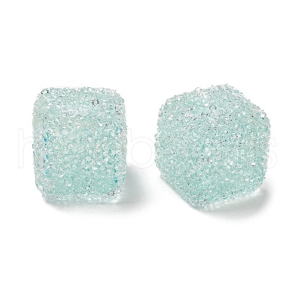 Drusy Cube Resin Rhinestone Beads RESI-C038-02E-1