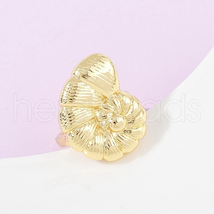 Ocean Theme Brass Cuff Rings RJEW-C135-01G-08-1