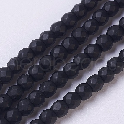 Synthetic Black Stone Beads Strands X-G-C059-4mm-1-1