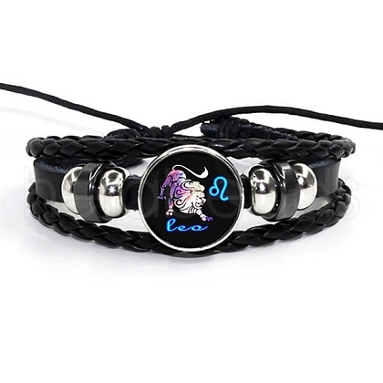 Constellation PU Leather & Glass Triple Layer Multi-strand Bracelets PW-WGDAEC6-02-1