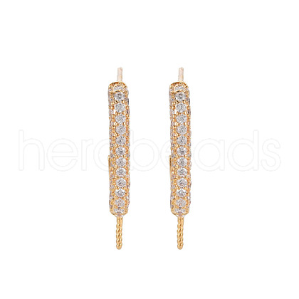 Brass Micro Pave Clear Cubic Zirconia Stud Earring Hooks KK-S356-661-NF-1