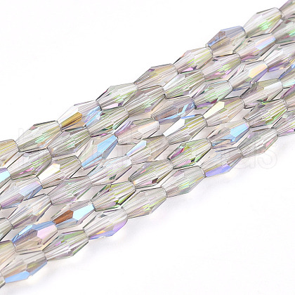 Transparent Electroplate Glass Beads Strands GLAA-K064-05A-01F-1