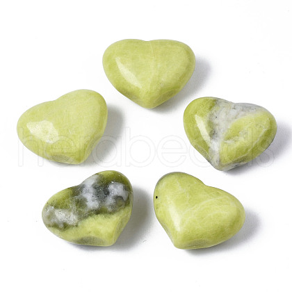 Mother's Day Gifts Natural Yellow Mustard Jasper Heart Palm Stone G-S299-121-1