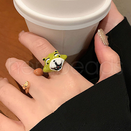 3D Animal Alloy Open Cuff Rings RJEW-D003-01A-G-1