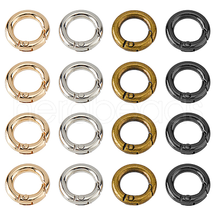 Hobbspring 24Pcs 4 Colors Alloy Spring Gate Rings FIND-HS0001-26A-1