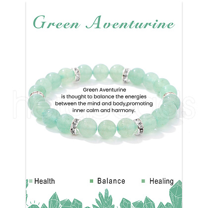 Natural Green Aventurine Round Beaded Stretch Bracelets for Women Men IS6879-7-1