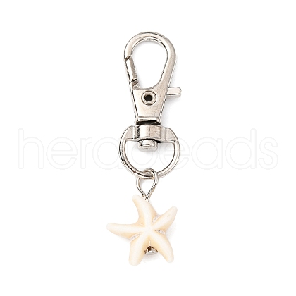 Synthetic Turquoise  Starfish Pendant Decorations HJEW-JM01580-02-1