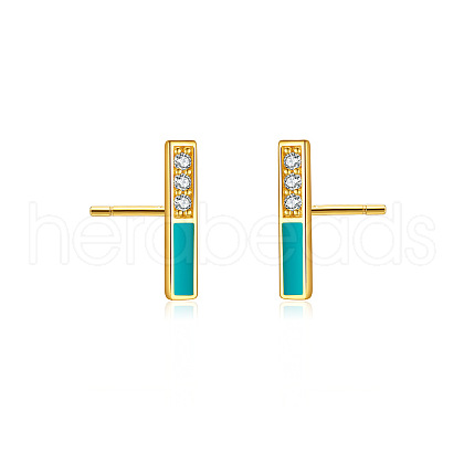 Rectangle S925 Sterling Silver Stud Earrings KX7228-3-1