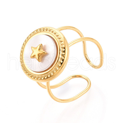 Ion Plating(IP) 304 Stainless Steel Adjustable Open Cuff Rings for Women RJEW-N050-01G-1