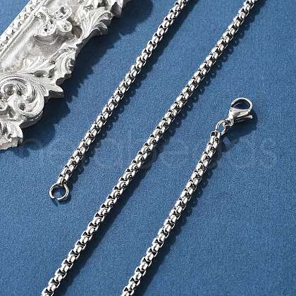 Tarnish Resistant 304 Stainless Steel Venetian Chain Box Chain Necklace Making STAS-A028-N031P-A-1