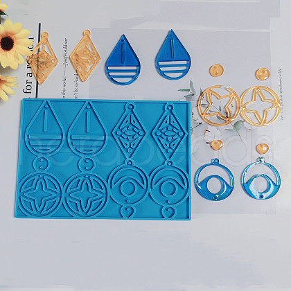 Teardrop/Rhombus/Flat Round DIY Silicone Pendant Molds SIMO-G002-06-1