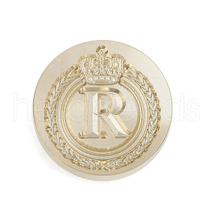 Golden Tone Crown Initial Wax Seal Brass Stamp Heads AJEW-A065-01R-1