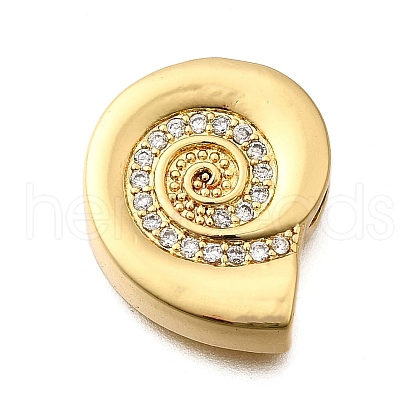 Brass Micro Pave Clear Cubic Zirconia Beads KK-B136-23G-1