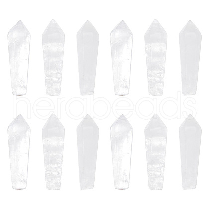 Olycraft 12Pcs Natural Quartz Crystal Pointed Beads G-OC0003-99-1