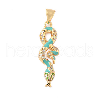Brass Micro Pave Cubic Zirconia Enamel Pendants KK-D354-04G-D-1