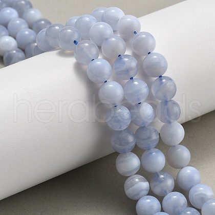 Natural Blue Lace Agate Beads Strands G-F222-30-8mm-02-1