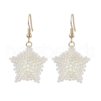 Snowflake Braided Glass Seed Bead Dangle Earrings EJEW-JE05868-1