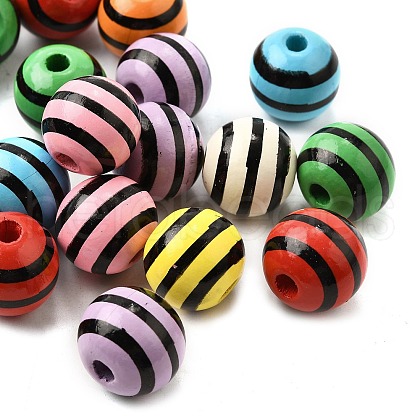 Printed Schima Wood Beads WOOD-L022-03B-01-1