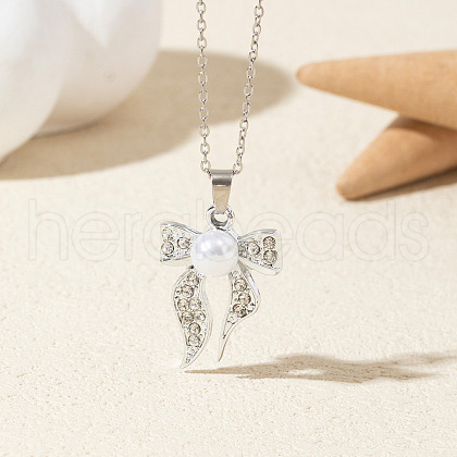 Alloy Crystal Rhinestone & Plastic Imitation Pearl Pendant Necklaces FS-WG6A3E6-15-1
