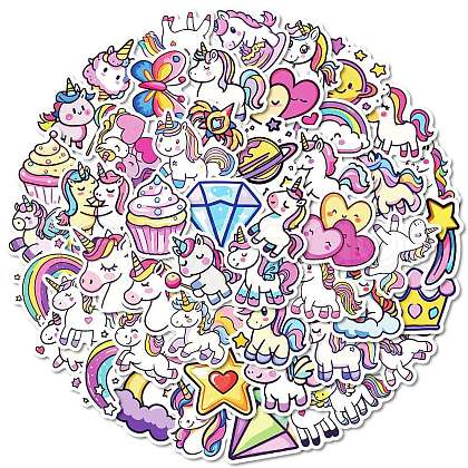 50Pcs Cartoon Unicorn Paper Sticker STIC-C012-03-1