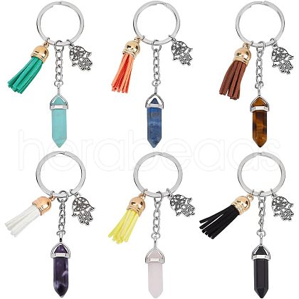 Synthetic & Natural Gemstone Bullet Keychain KEYC-NB0001-43-1