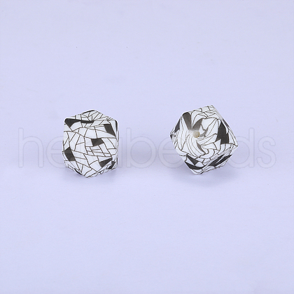 Colorful Pattern Printed Silicone Focal Beads SI-JX0022A-09-1