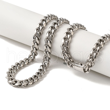 Non-Tarnish 304 Stainless Steel Curb Necklaces NJEW-Q337-04B-P-1