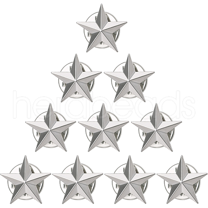 Beebeecraft 10Pcs Brass Star Brooches JEWB-BBC0001-06P-1