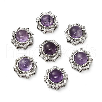 Brass Pave Natural Amethyst Multi-Strand Links KK-D366-01P-F-1