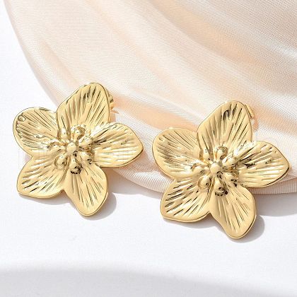 304 Stainless Steel Stud Earrings for Women EJEW-U047-28G-1