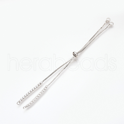 Adjustable Brass Micro Pave Cubic Zirconia Chain Bracelet Making ZIRC-T004-39P-1