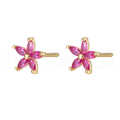 Cubic Zirconia Flower Stud Earrings FY1254-6-1