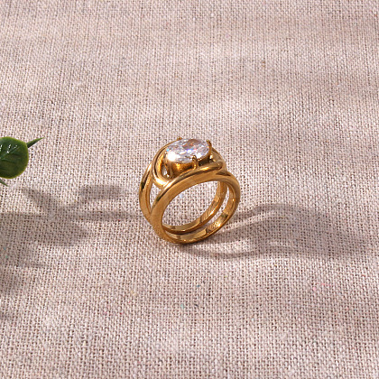 Stainless Steel & Cubic Zirconia Finger Rings FS-WG8A7D9-03-1