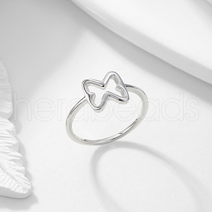Hollow Bowknot 925 Sterling Silver Finger Rings for Women AC9249-4-1