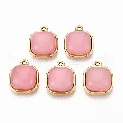Natural Rose Quartz Square Pendants STAS-N109-211C-G-1