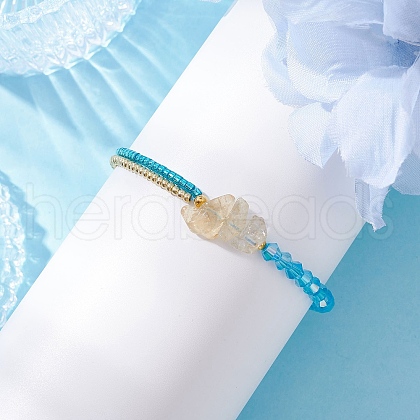 Faceted Bicone Glass with Round Glass Seed Beads Braided Bead Bracelets BJEW-MZ00164-03-1