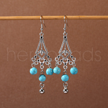 Bohemian tassel turquoise earrings JU8957-20-1