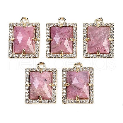 Natural Rhodonite Faceted Rectangle Pendants G-I375-05G-03-1