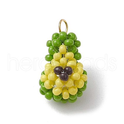 3D Glass Seed Beaded Avocado Pendants PALLOY-MZ00567-1