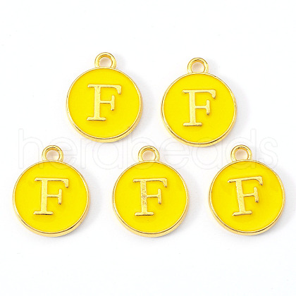 Golden Plated Alloy Enamel Charms ENAM-S118-09F-1