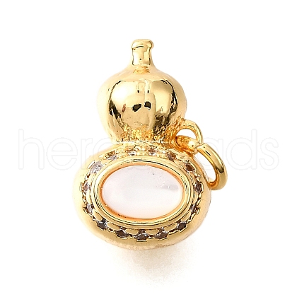 Brass Micro Pave Cubic Zirconia Shell Pendants KK-D356-17G-1