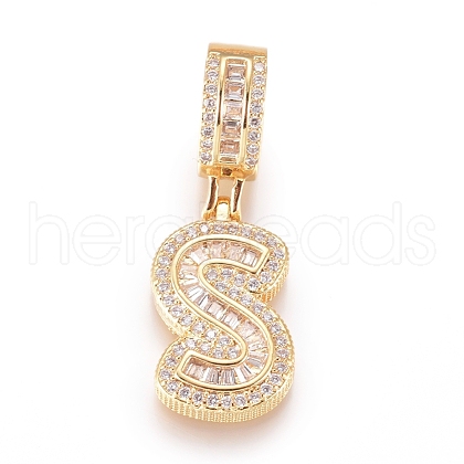 Brass Micro Pave Cubic Zirconia Pendants KK-D156-01G-S-1