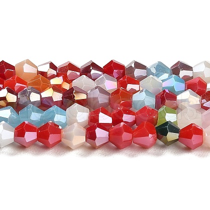 Opaque Solid Color Electroplate Glass Beads Strands GLAA-F029-P4mm-A16-1