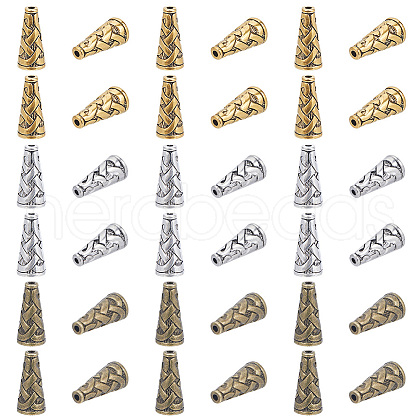 SUNNYCLUE 90Pcs 3 Colors Tibetan Style Alloy Bead Cone FIND-SC0007-95-1