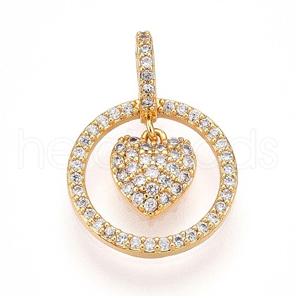 Brass Micro Pave Cubic Zirconia Pendants KK-N261-23A-G-1