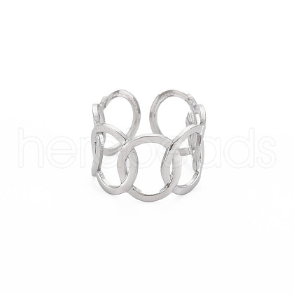 Non-Tarnish 304 Stainless Steel Interlocking Oval Open Cuff Ring RJEW-S405-147P-1