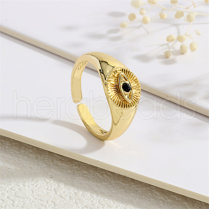 Brass Micro Pave Cubic Zirconia Cuff Rings for Women FS-WG0CF5A-03-1